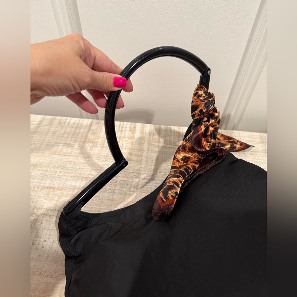 Prada Black Nylon Shoulder Bag w/ Lucite Handle & Leopard Twilly EUC - Picture 7 of 11